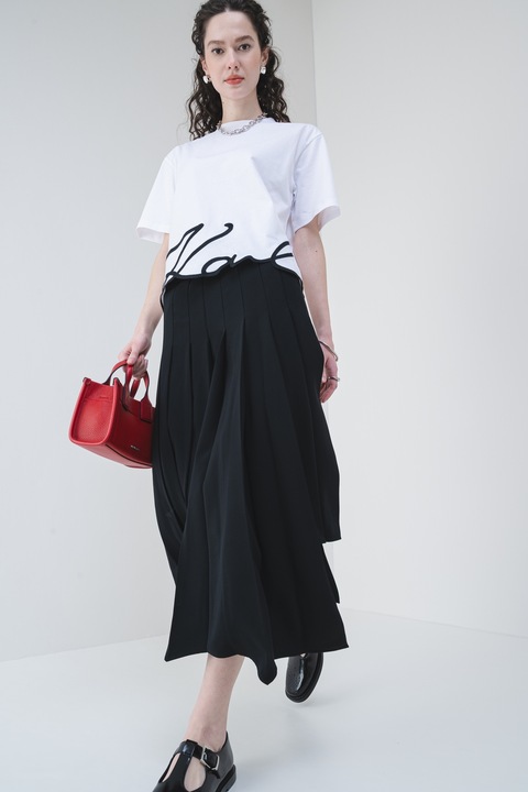 Karl Lagerfeld, Tricou de bumbac cu imprimeu logo, Alb/Negru