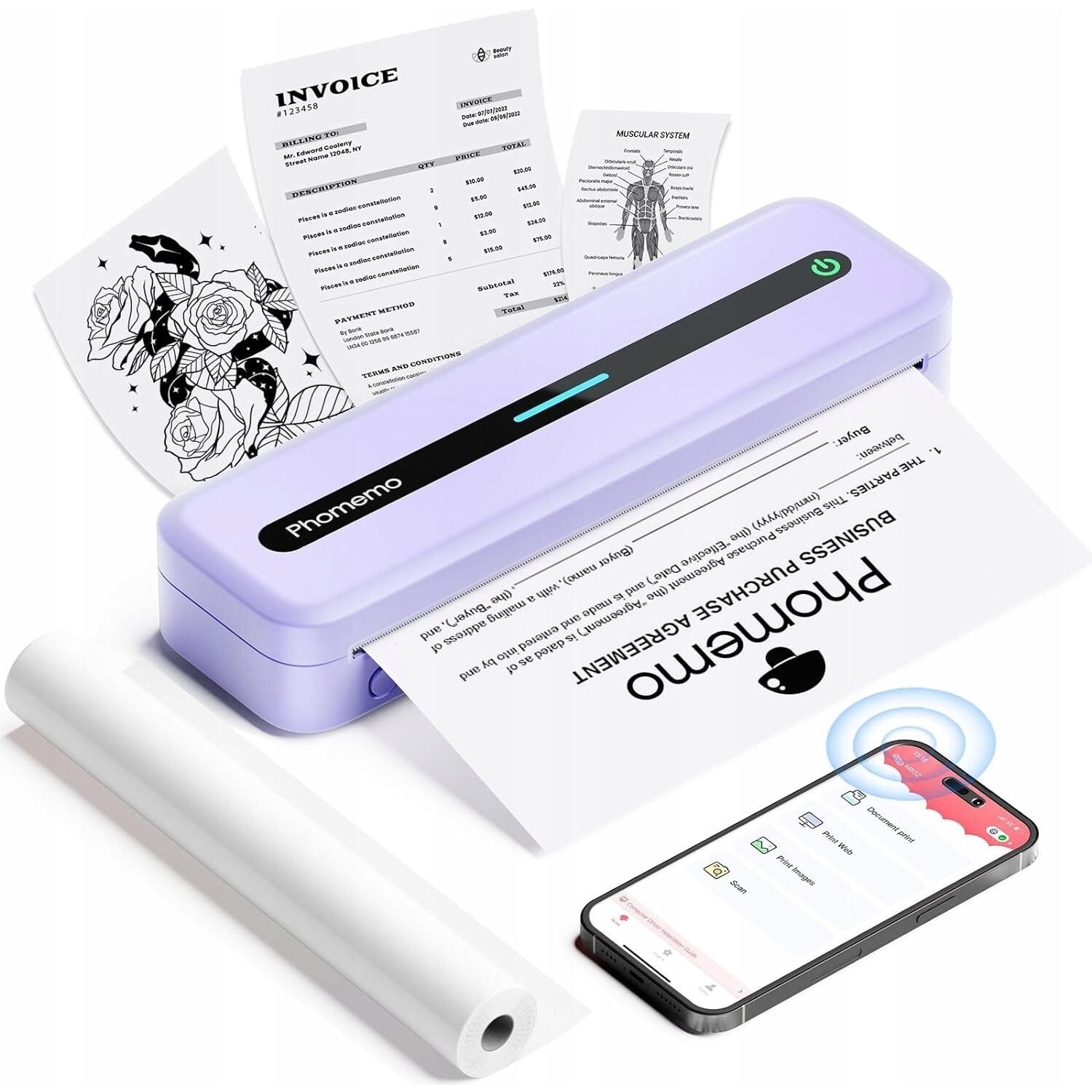 Imprimanta portabila cu autocolante termice 300 dpi A4 216