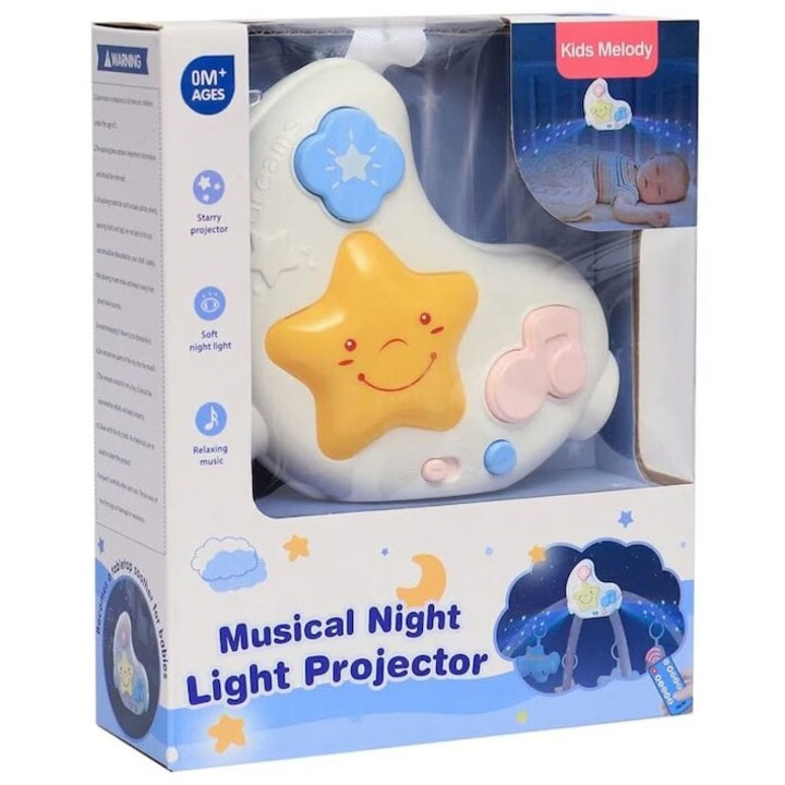 Lampa de veghe cu sunete de leagan si lumini, pentru bebelusi, portabila, SARA-SHOP®