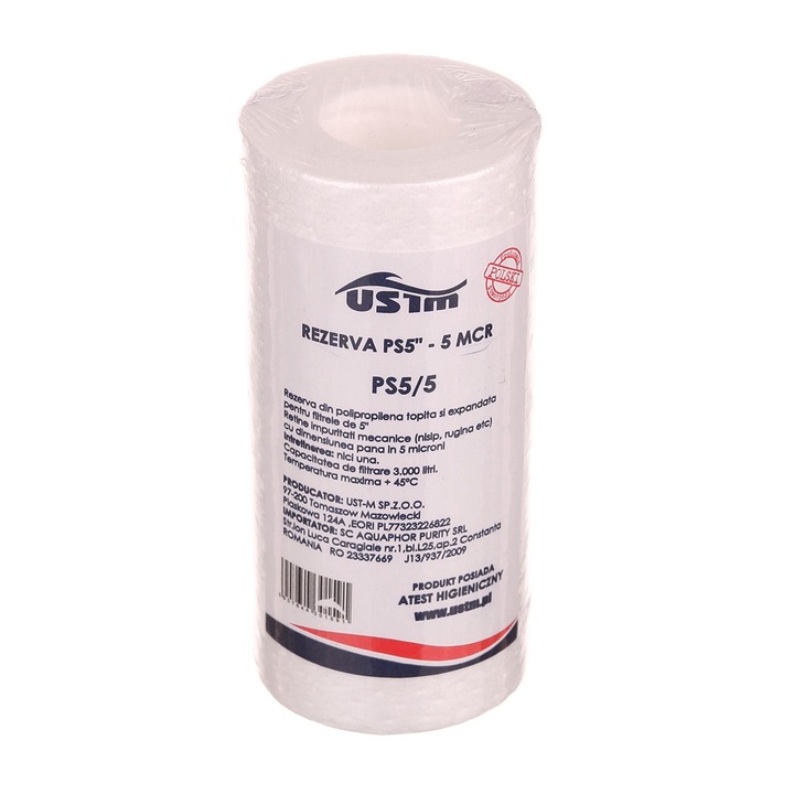 Cartus filtru apa 5", filtrare sedimente, PPR, 5 μ, 4 m³