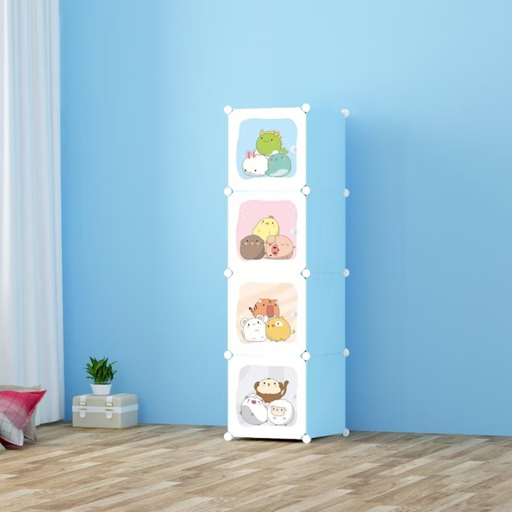 Dulap Modular Copii, 4 Usi, Naimed D6850, 146x35x35 cm, Albastru