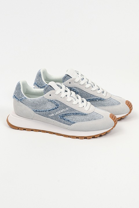 Karl Lagerfeld, Pantofi sport cu garnituri din denim, Albastru deschis, 40