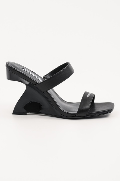 Karl Lagerfeld, Papuci wedge din piele, Negru, 38