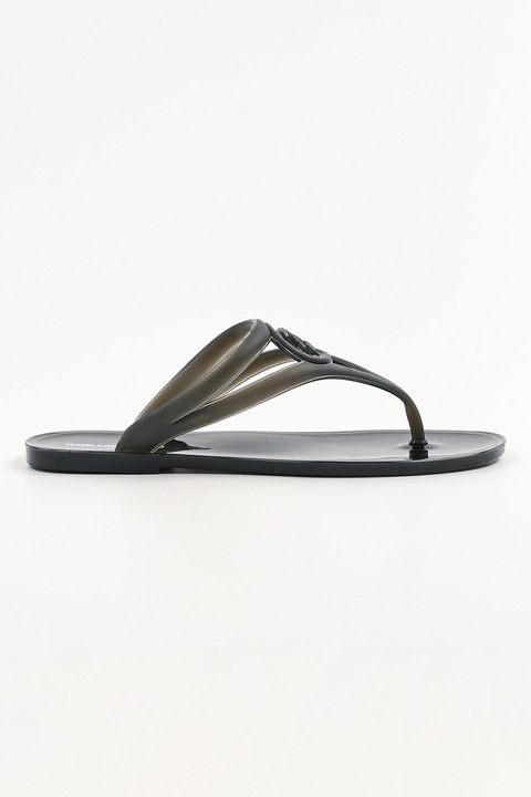 Karl Lagerfeld, Papuci cu bareta separatoare si detaliu logo, Negru, 37