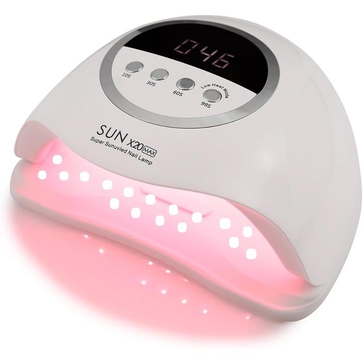 SUN X20 MAX UV/LED Műkörmös Lámpa Infravörös Érzékelővel, Kijelzővel, Nagy Teljesítménnyel - Fehér