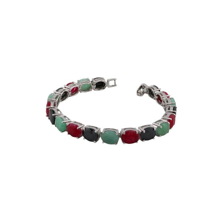 Bratara din argint 925 cu rubin, safir si smarald
