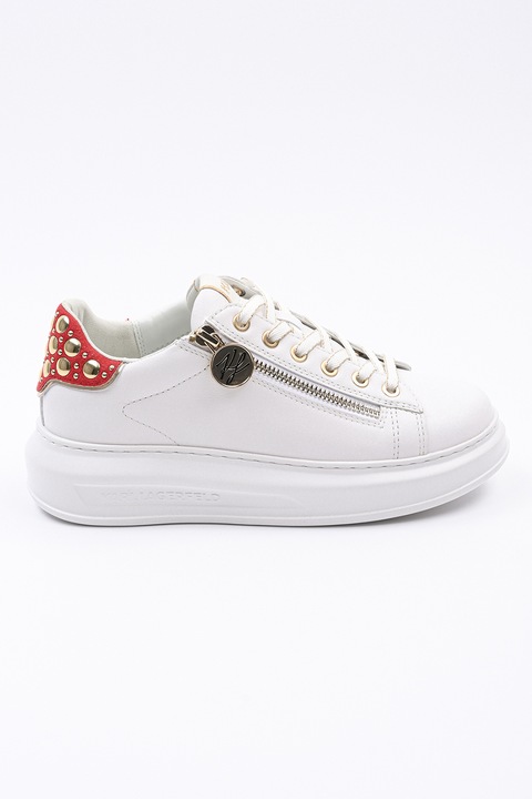 Karl Lagerfeld, Кожени спортни обувки с капси, Червен/Бял/Златист