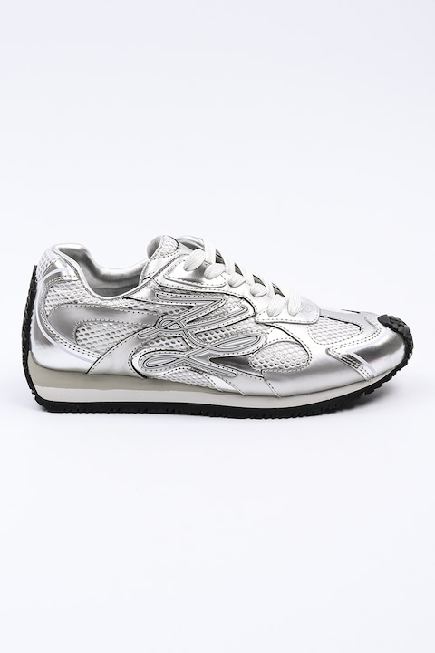 Karl Lagerfeld, Pantofi sport cu detalii de piele, Argintiu