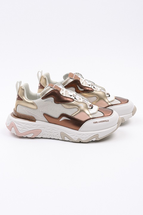 Karl Lagerfeld, Масивни спортни обувки с кожа, Златист/Мръснобял/Бронз