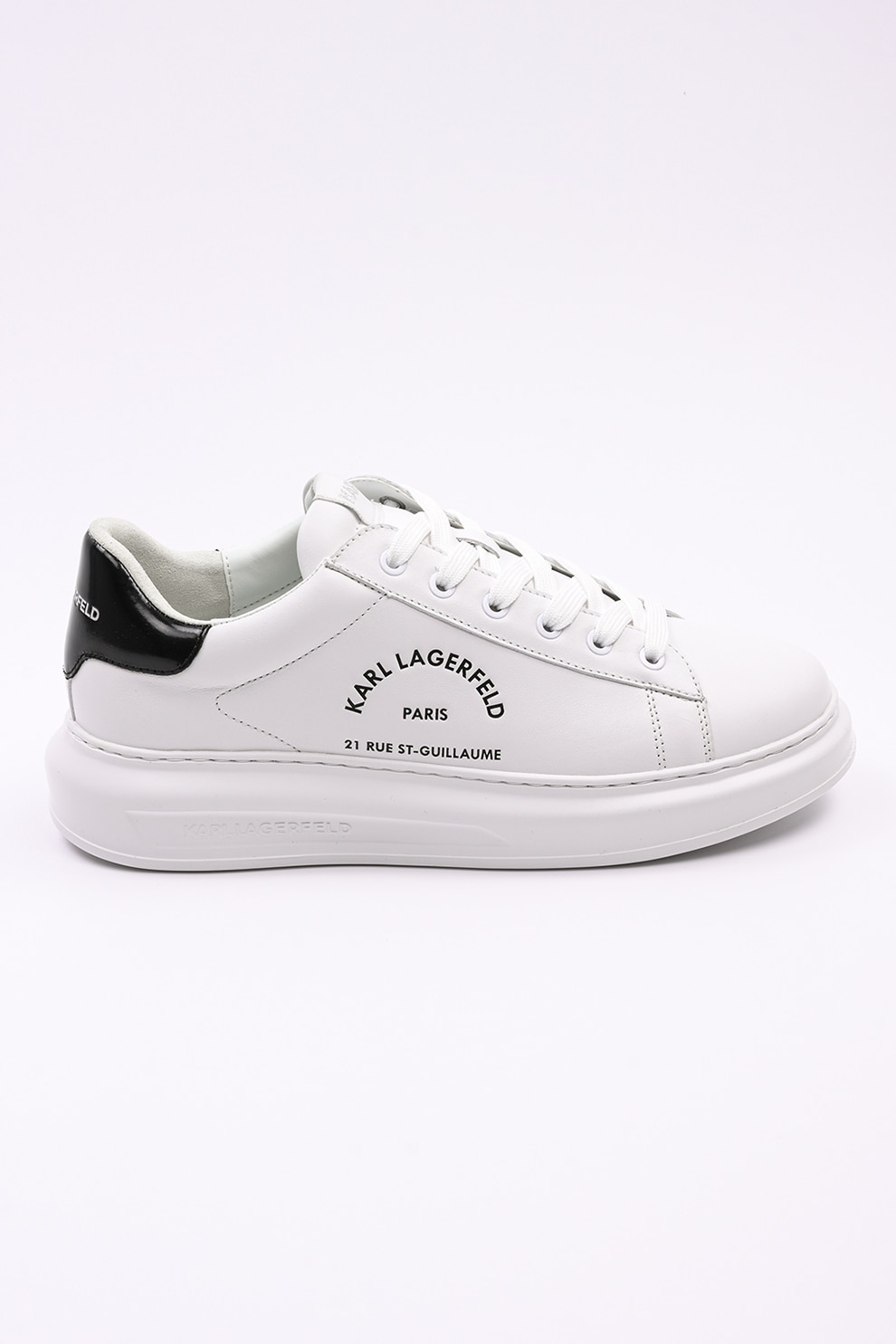 Liu Jo, Pantofi sport de piele cu logo, Alb, Negru, 44 - eMAG.ro
