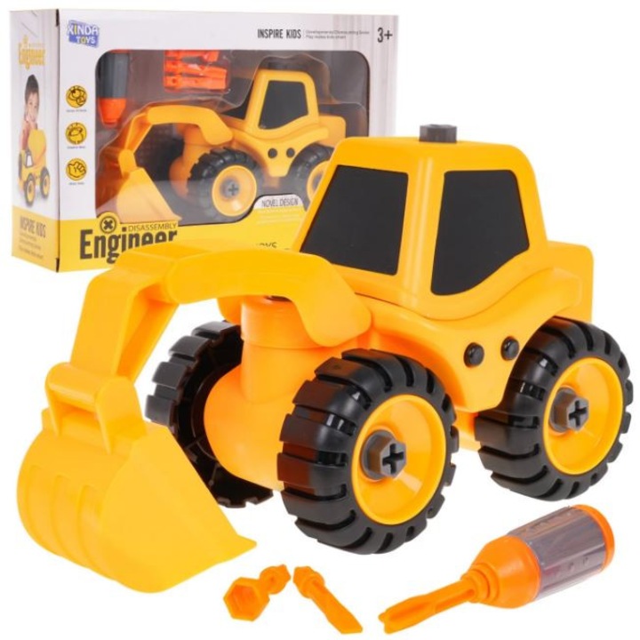 Excavator pentru copii, Plastic, 18x8.3x11.5 cm, Galben