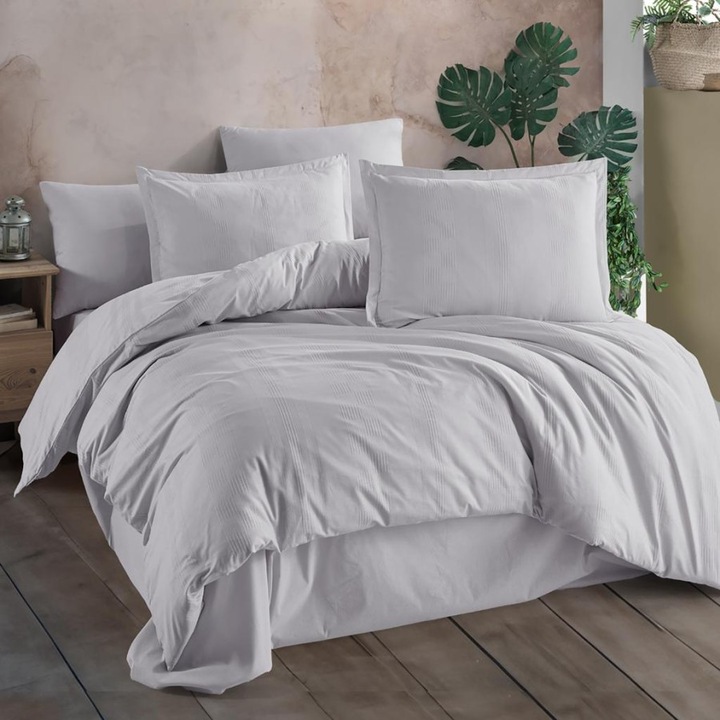 Jacquard dupla ágynemű, 100% ranforce pamut, 240 x 260 cm, 4 db, Speciális ágynemű, Unita V4 szürke