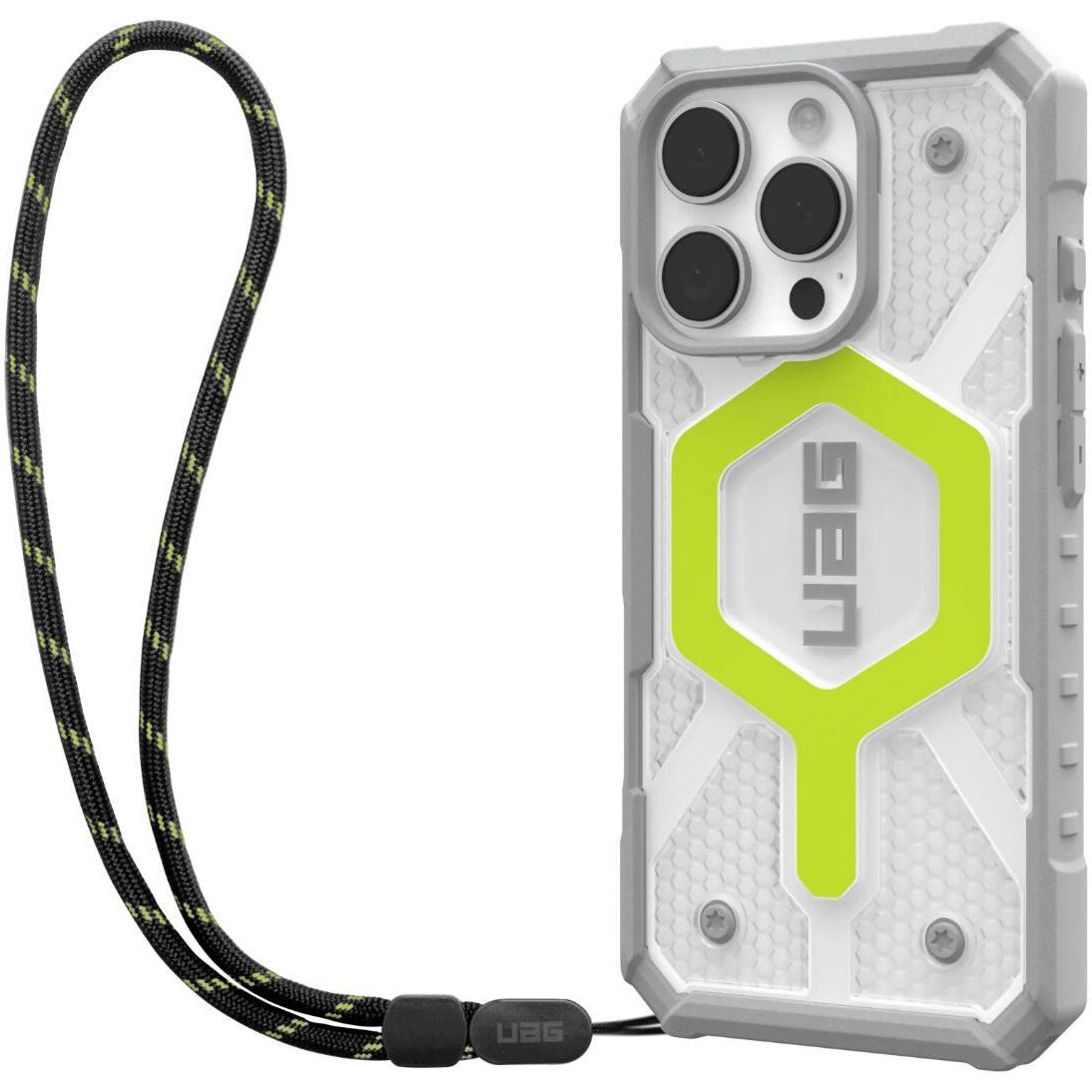Husa de protectie UAG Pathfinder Clear MagSafe pentru iPhone 16 Pro Max, Active Neon Lanyard
