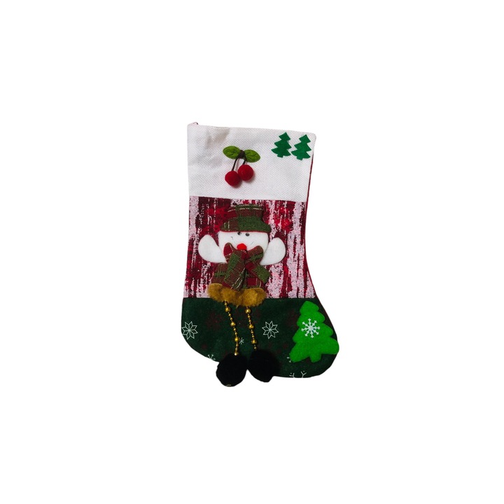 Karácsonyi díszzokni, 30 cm, piros