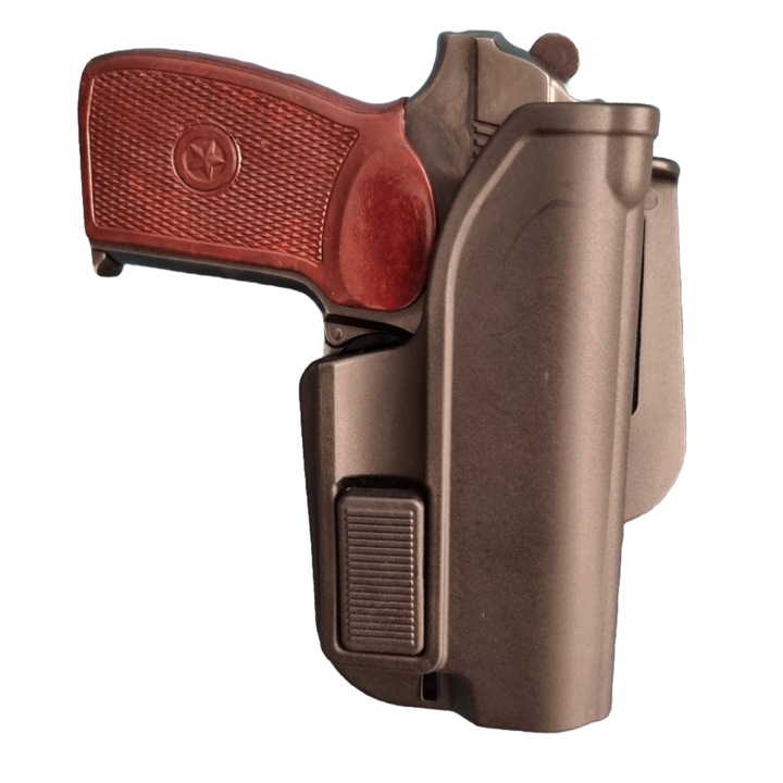 Toc pistol MAKAROV, High-Ride AKAR®, P1004M, Negru, din polimer, pe centura, cu retentie, eliberare la buton, mana dreapta