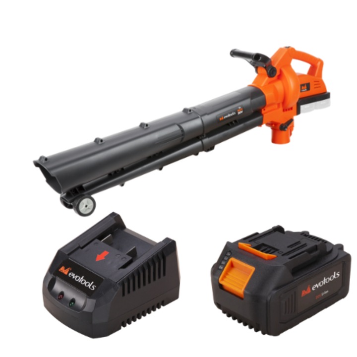 Set Suflanta / Aspirator Frunze cu Tocator + Acumulator Li-Ion EPTO Brushless, 20V, 2000 mAh + Incarcator EPTO Brushless