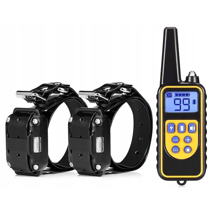 Zgarda De Dresaj, Omna, Rezistent La Apa, Baterie Reincarcabila Incorporata, Telecomanda, Dimensiunile Emitatorului: 140 × 45 × 15 mm, Pachet De 2 Bucati