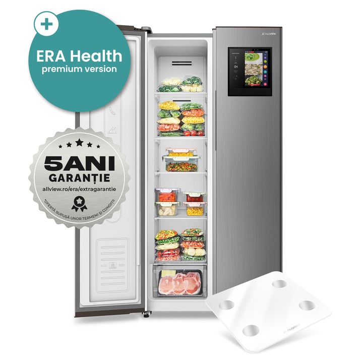 Frigider Smart ERA Side by Side FS400 + Cantar ERA Scale SB1 + Aplicatia ERA Health, 400 L, Clasa energetica F