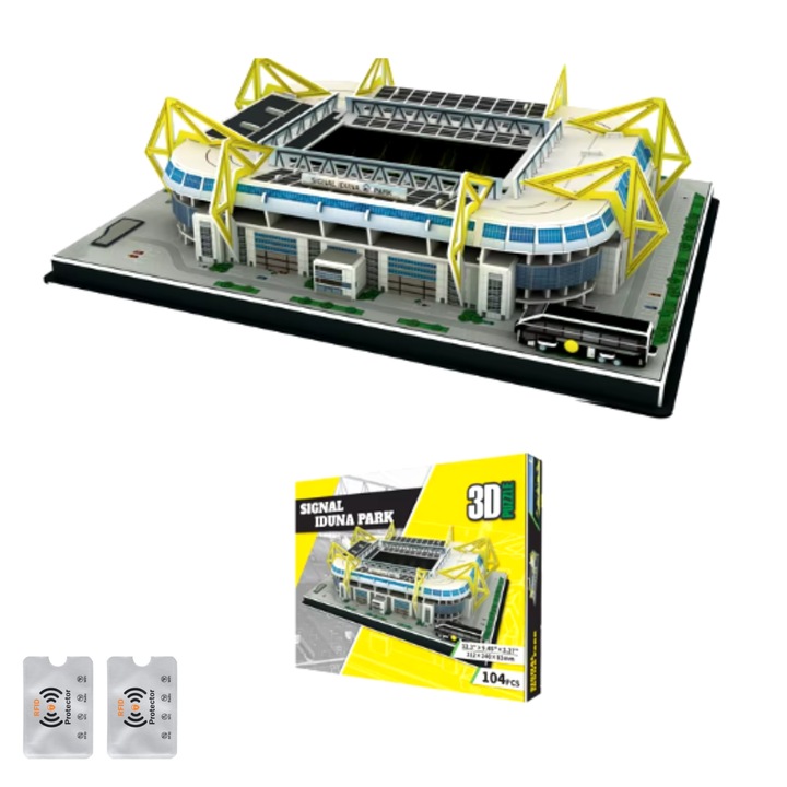 3D пъзел Stadium Signal Iduna Park Borussia Dortmund, 104 части, 31,2 x 24 x 8,3 cm, 2 Rfid защити, UnderShop
