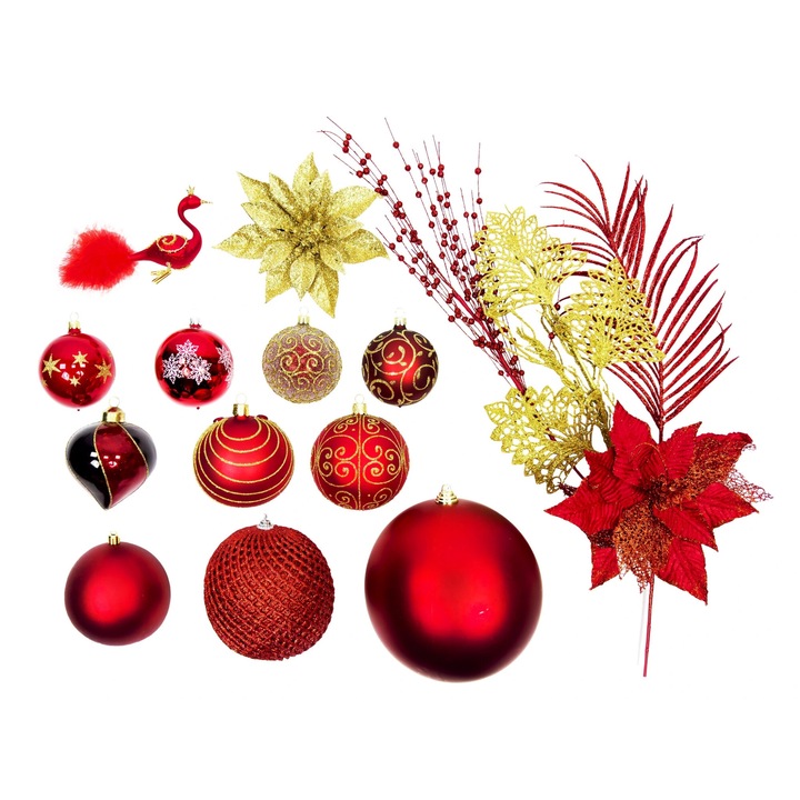 Set de decoratiuni de Craciun 152 buc in cutie de lux PREMIUM CAESAR pentru pom de Craciun 120-210 cm