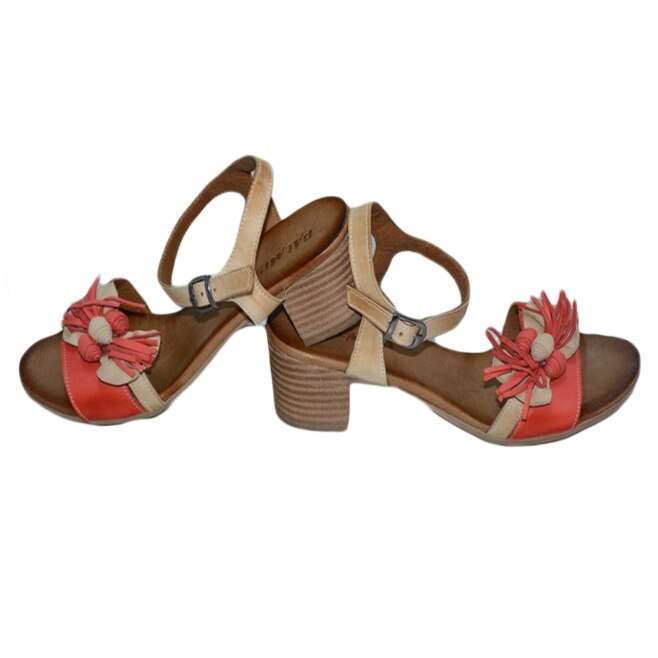 Sandale casual,piele naturala,D&J Exclusive, maro/corai