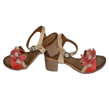 Sandale casual,piele naturala,D&J Exclusive, maro/corai Sandale casual,piele naturala,D&J Exclusive, maro/corai