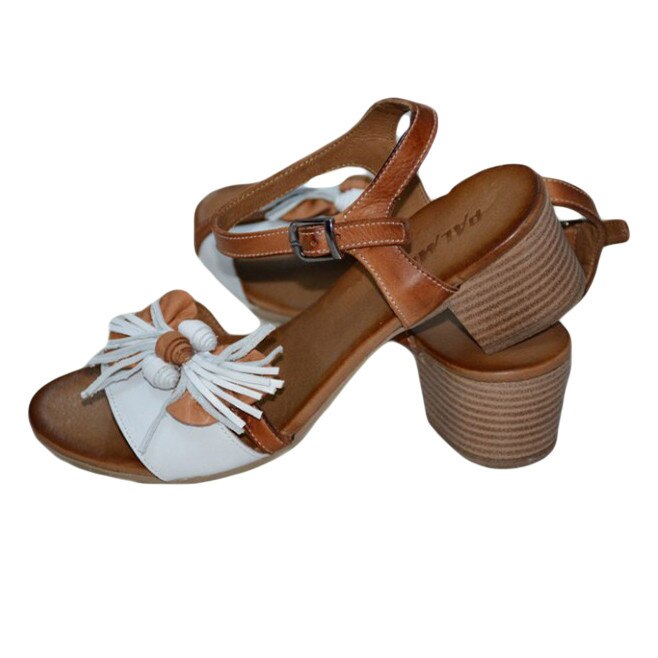 Sandale casual,piele naturala,D&J Exclusive, Maro/Alb