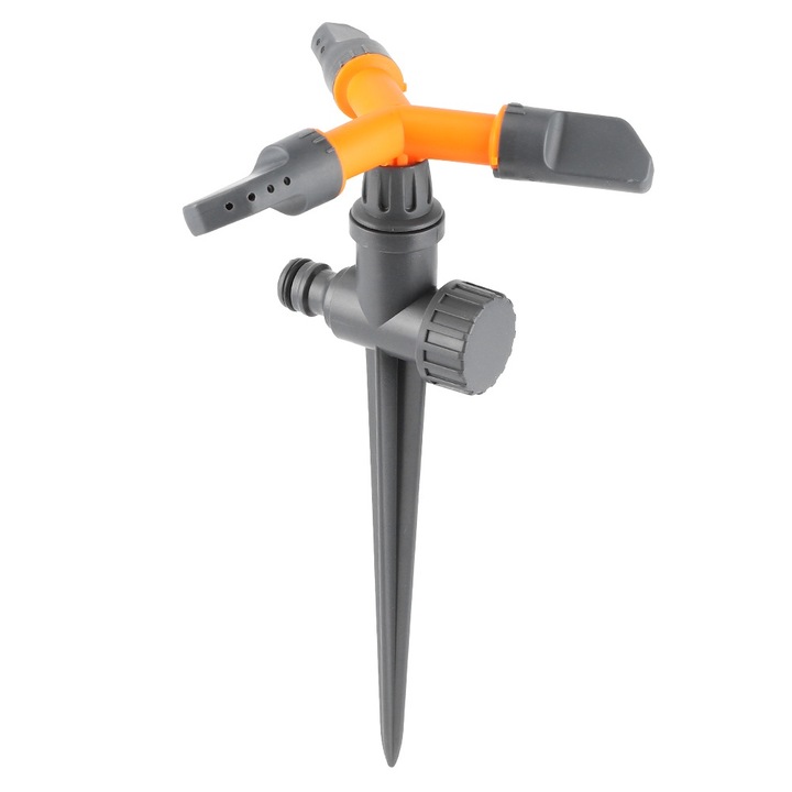 Jormftte 360 fokban forgó automata szórófej, 3 karos, ellenálló műanyag, kerti öntözéshez