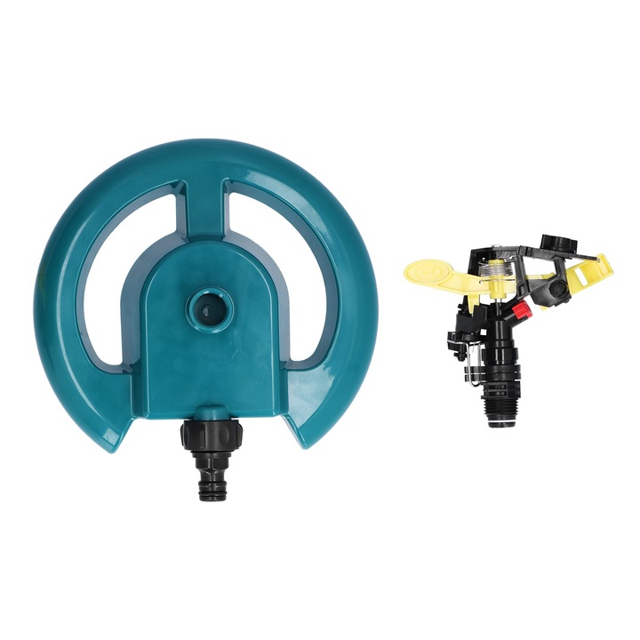 Ротационен разпръсквач Jormftte, кръгла основа, ъгъл на напояване 0-360 градуса, материал PP, за градина, напояване на тревни площи