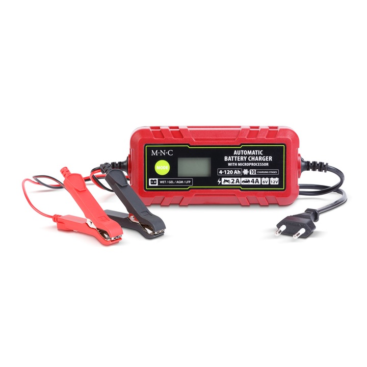 Incarcator de baterii auto MNC Professional - 230 V - 2 A / 4 A - functie de incarcare automata prin tranzit 55784D