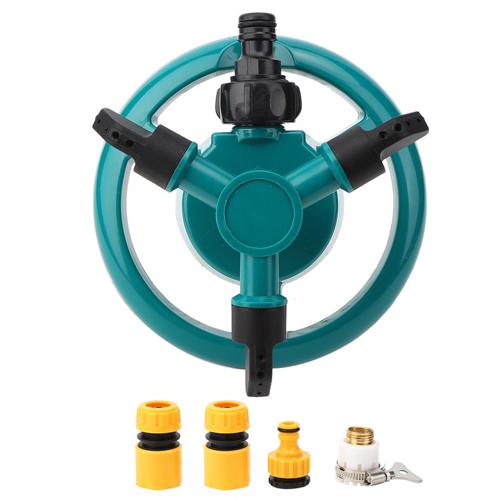 Jormftte 3 karú automata forgó öntözőfej, víztakarékos, 360 fok, kerti használatra