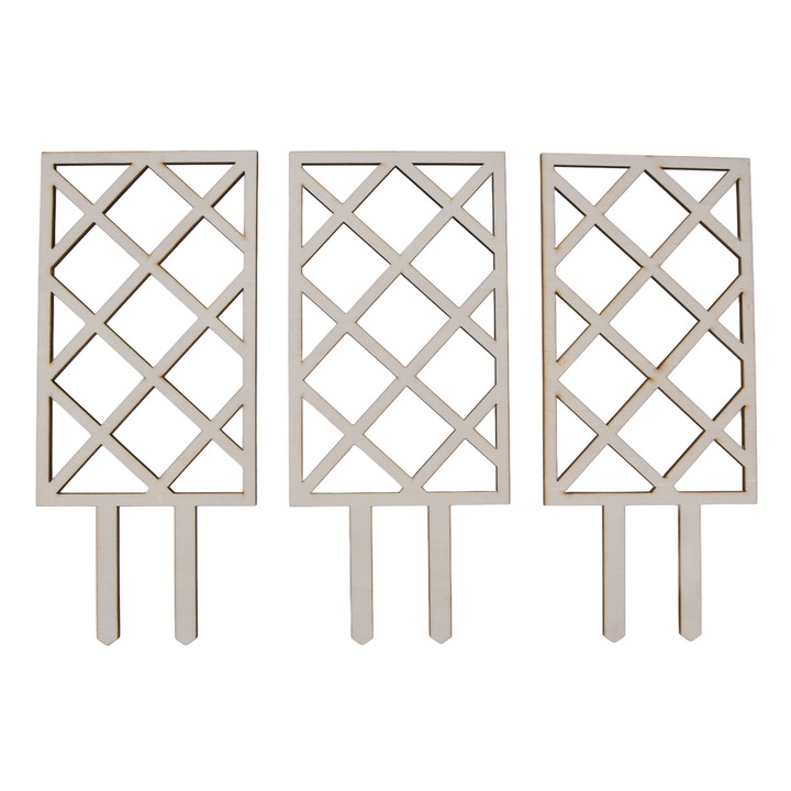 3 db kompozit fa növénytartó állvány, 30 cm, egyedi design, kockás stílus