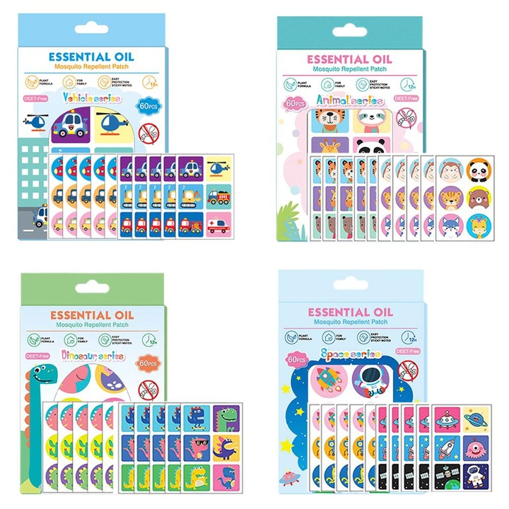 Jormftte 240 db-os rovarriasztó matrica készlet, beltéri és kültéri használatra, 6-8 órás védelem, környezetbarát anyag, DEET-mentes, 4 doboz