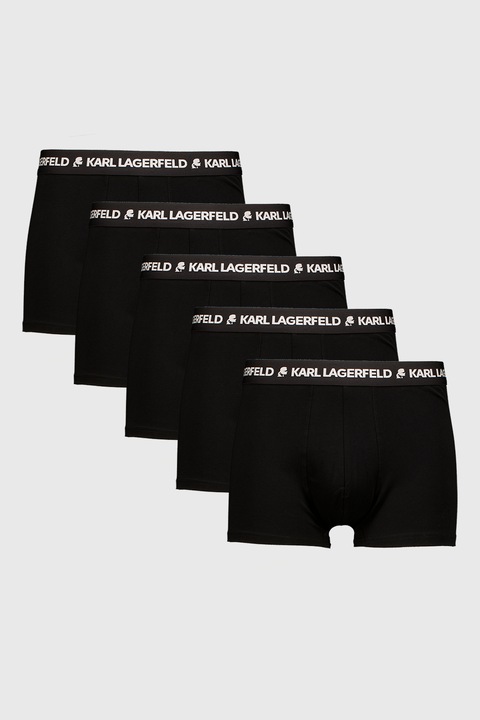Karl Lagerfeld, Set de boxeri din amestec de bumbac organic - 5 perechi, Negru