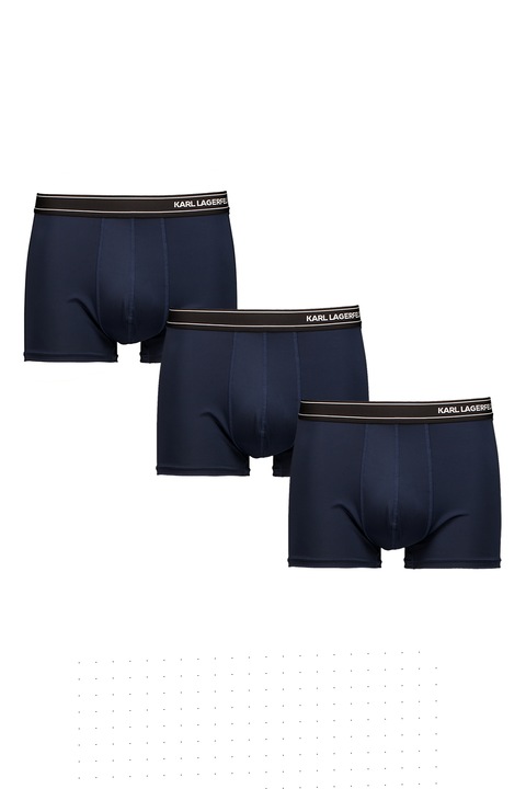 Karl Lagerfeld, Set de boxeri cu imprimeu logo - 3 Perechi, Alb/Negru/Bleumarin