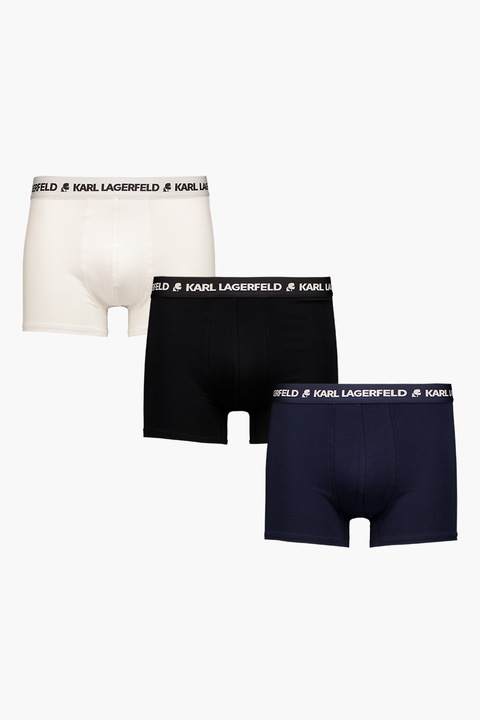Karl Lagerfeld, Set de boxeri din amestec de bumbac organic - 3 Perechi, Alb/Negru/Bleumarin