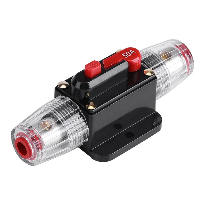 Jormftte 50A autó áramkör-védő eszköz, audio/videó rendszerhez, 12V-24V, panelre vagy falra szerelhető