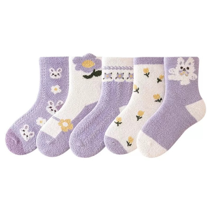 Sosete pentru copii, set 5 perechi, lungi, multicolor, dimensiune 23-26 EU