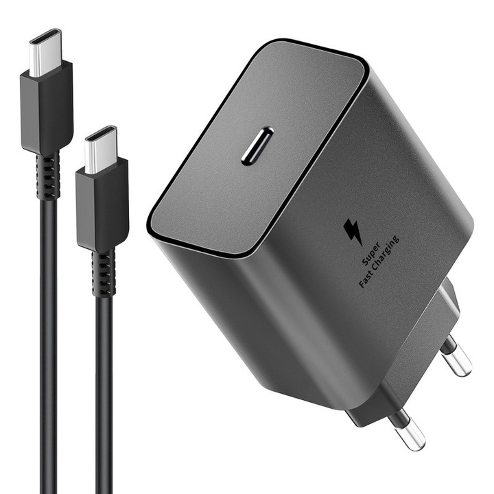 Incarcator rapid de perete 45W cu cablu Type C de 2M, set, pentru Samsung Galaxy S24/S23/S22/Note20, Pixel