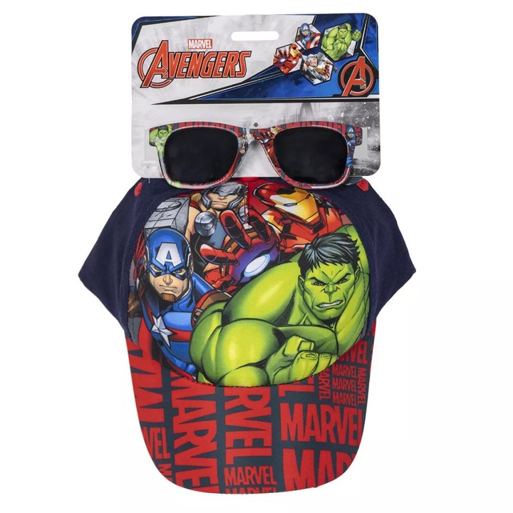 Комплект бейзболна шапка и слънчеви очила Avengers (тъмно)