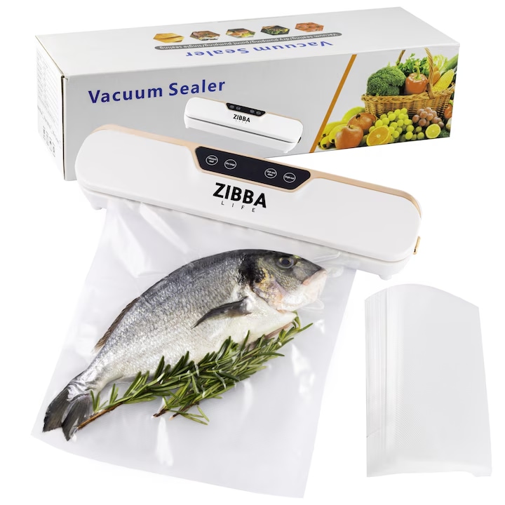 Aparat de vidat alimente Leccik®, Putere de aspirare 65 kPa, Bara de sigilare extinsa 300 mm, Moduri de vidare Umed si Uscat, Functie sigilare multipla, 10 Pungi incluse, Negru