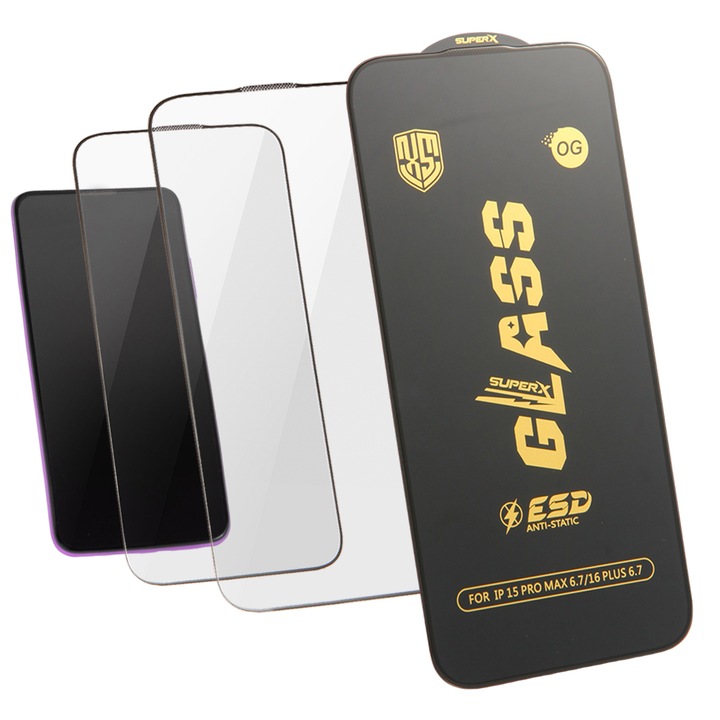 Протектор за телефон, прозрачен, 9H, за iPhone 14 Pro Max, монтаж без балончета