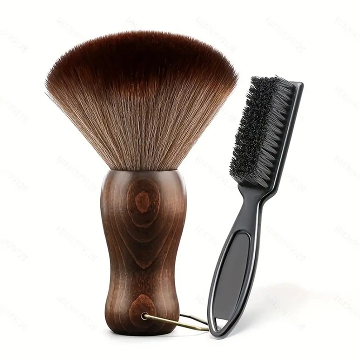 Perie de gat pentru frizerie, design ergonomic, lemn, fibre de inalta densitate