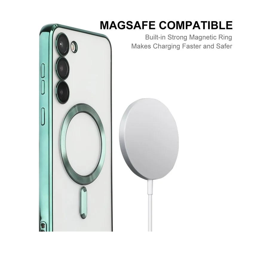 Husa compatibila cu Samsung Galaxy A05s, ALC MOBILE, pentru telefon mobil cu protectie pentru camera, Tehnologie MagSafe, rezistenta la socuri, contur Verde