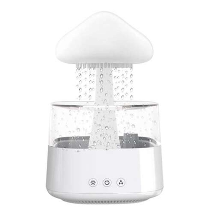 VarioShop párásító, eső hatás, aromaterápiás, gomba alakú, LED világítással, 8 szín, csendes működés, űrtartalom 450 ml