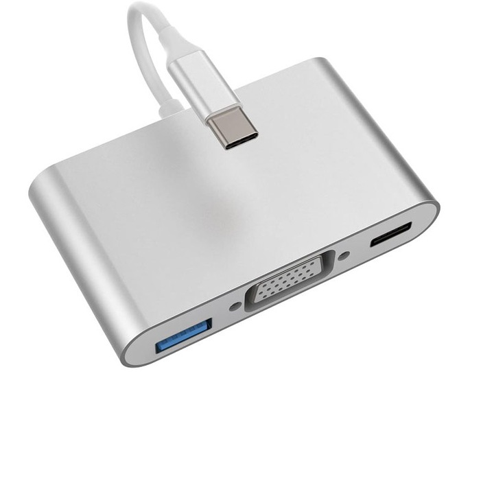 Адаптер USB-C към VGA с USB 3.0 и PD 100W