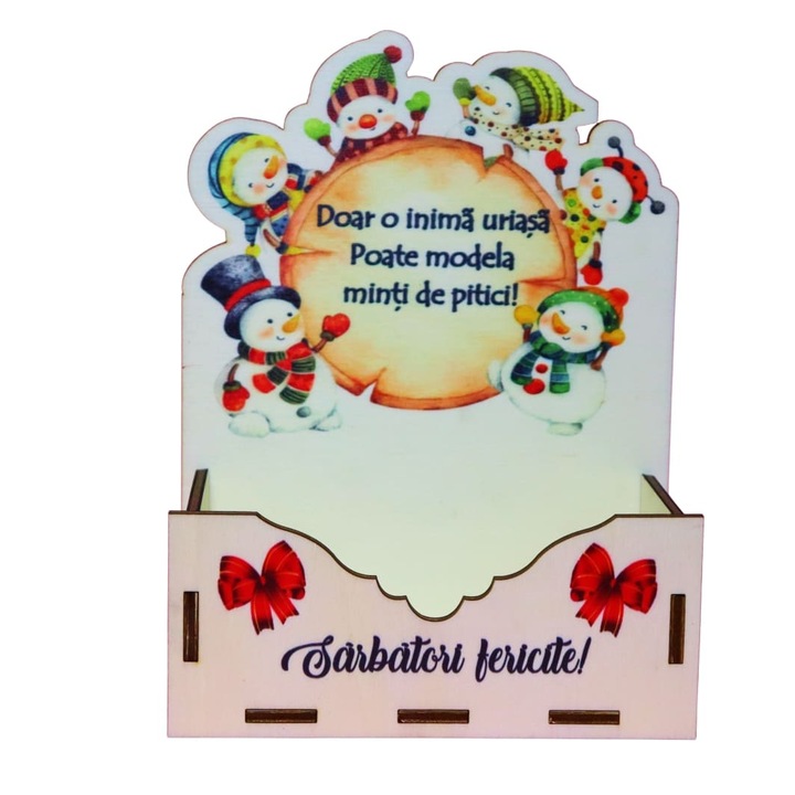 Cutie lemn aranjamente florale, Craciun, Multicolor, 15cm, CCUV020