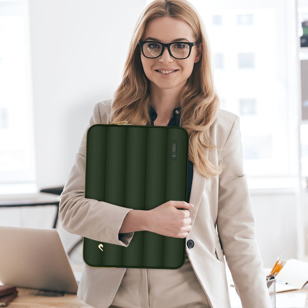 Set husa laptop 15/16 inch si husa pentru accesorii TECH-PROTECT Puffy Green