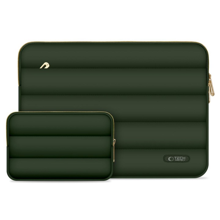 Set husa laptop 15/16 inch si husa pentru accesorii TECH-PROTECT Puffy Green