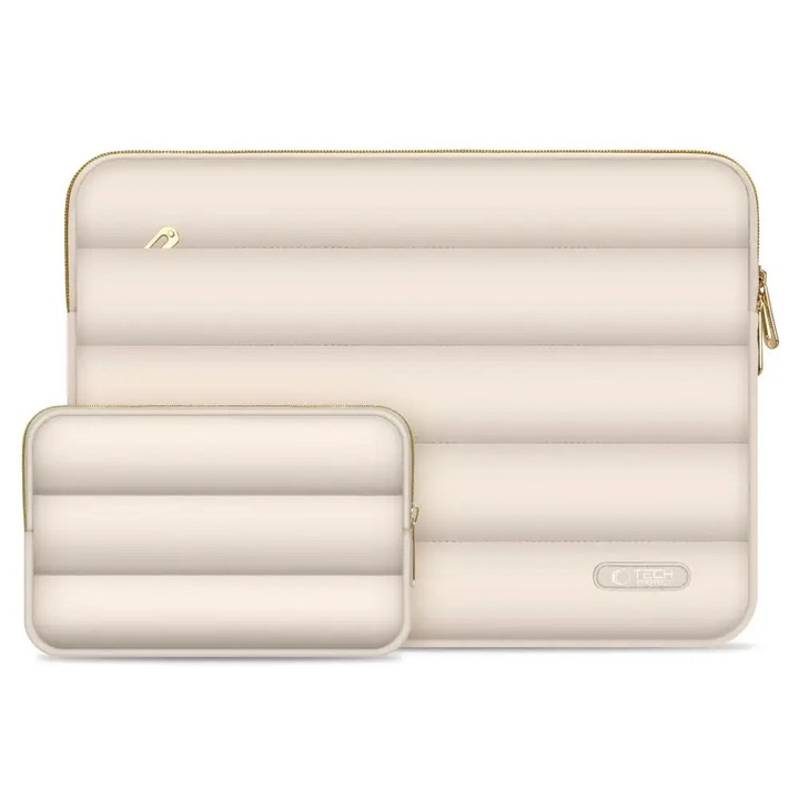 Set husa laptop 15/16 inch si husa pentru accesorii TECH-PROTECT Puffy Sand